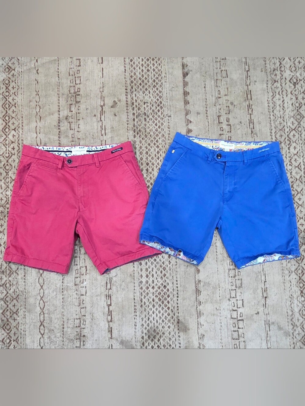 Mens Size 30 Denim & Flower Ricky Singh Casual Dress Shorts Red And Blue Pair